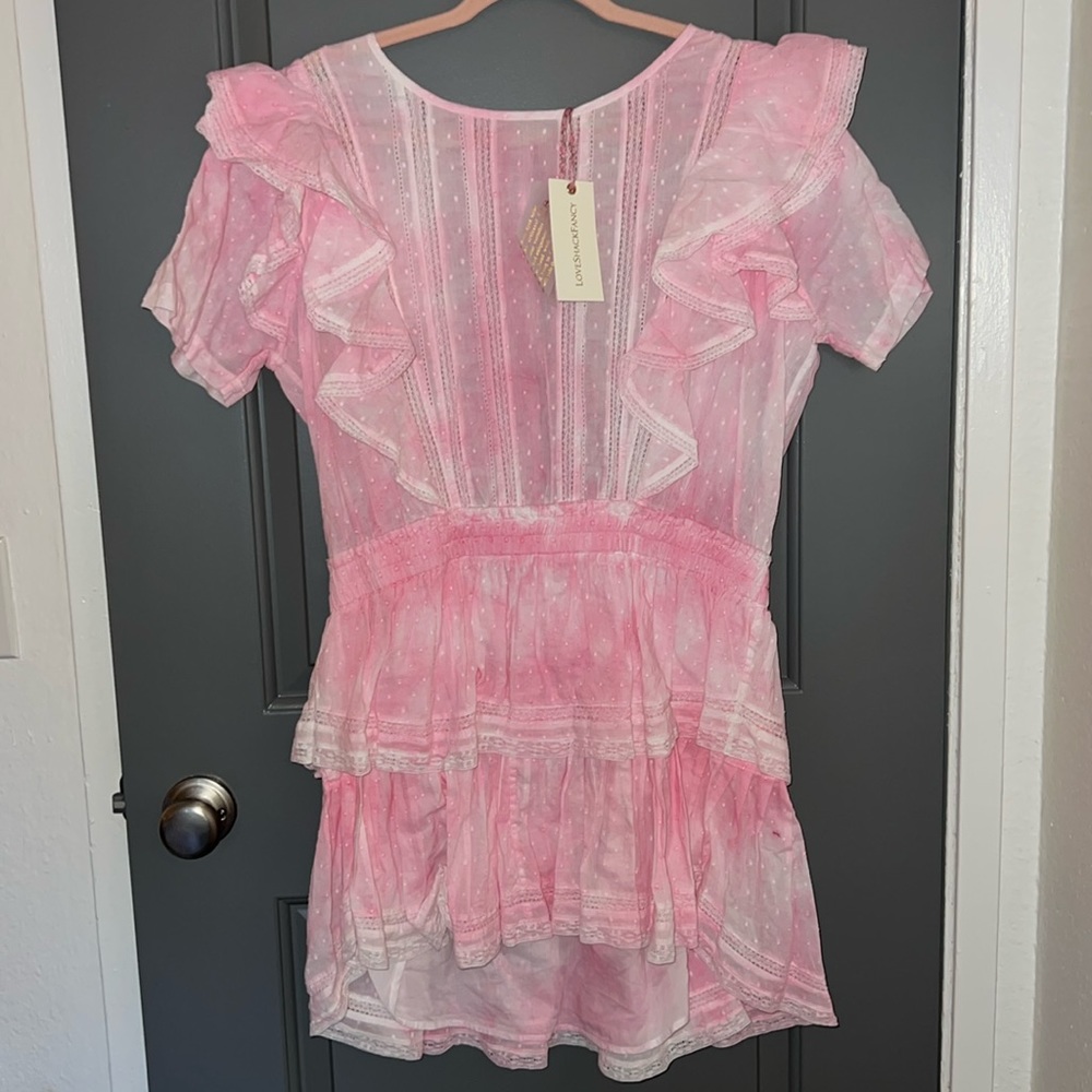 Loveshackfancy Natasha Mini Dress Island Pink Hand Dye XL